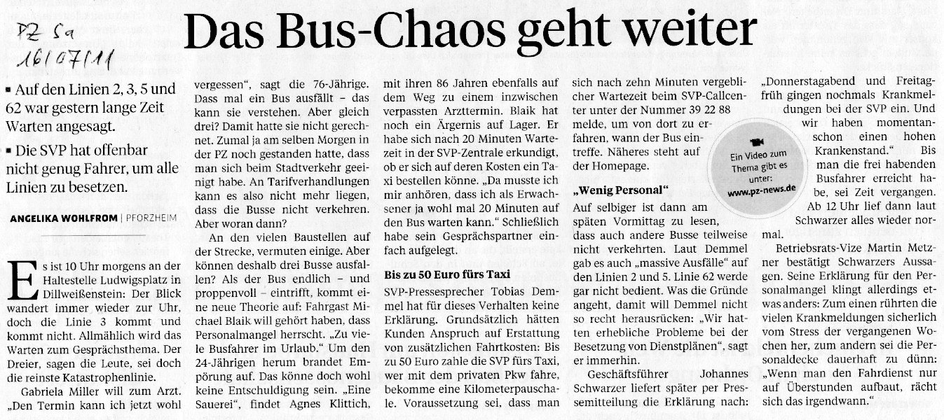 PZ: Das Bus-Chaos geht weiter