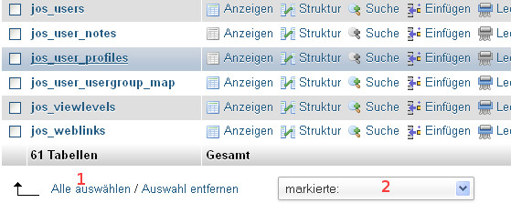 jos_ Prefix ändern