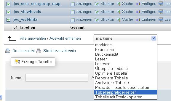 jos_ Prefix in neuen Prefix ändern